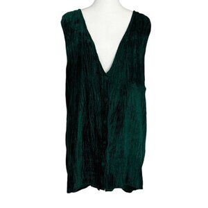 Bila Crushed Velvet Sleeveless Green Vest (L/XL)